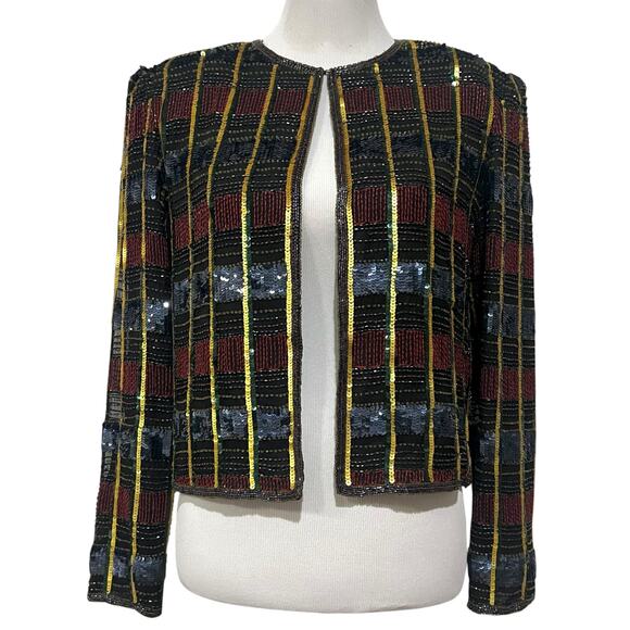 Papell Boutique Vintage Evening Jacket
100% Silk Sequin Beaded Women’s Size M - Picture 1 of 11